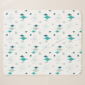 Starburst Mid Century Modern Patroon Turquoise Aqu Sherpa Deken (Voorkant (horizontaal))