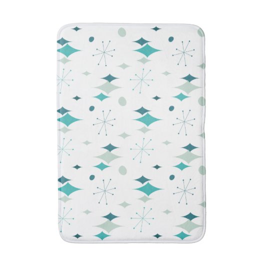 Starburst Mid Century Modern Pattern Blauwgroen Aq Badmat (Voorkant Verticaal)