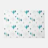 Starburst Mid Century Modern Pattern Blauwgroen Aq Deurmat (Voorkant)
