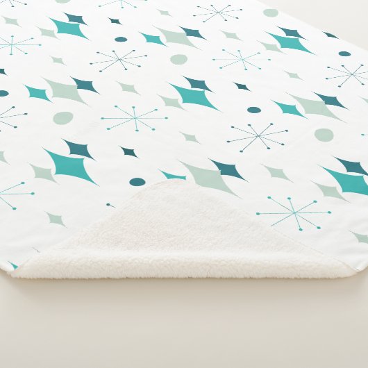 Starburst Mid Century Modern Pattern Blauwgroen Aq Sherpa Deken (3/4)