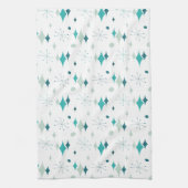 Starburst Mid Century Modern Pattern Blauwgroen Aq Theedoek (Verticaal)