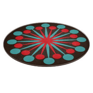 Starburst Mid Century Modern Red Turquoise Snijplank