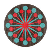 Starburst Mid Century Modern Red Turquoise Snijplank (Voorkant)