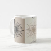 Starburst minimalistisch design beige wit zwart koffiemok (Voorkant links)