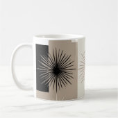 Starburst minimalistisch design beige wit zwart koffiemok (Links)
