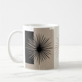 Starburst minimalistisch design beige wit zwart koffiemok