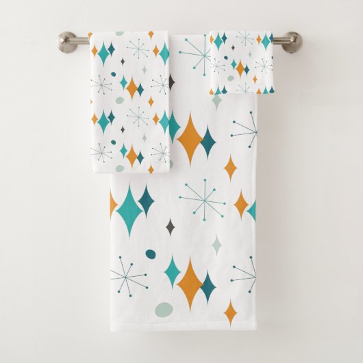 Starburst modern patroon uit midden eeuw bad handdoek (Insitu)