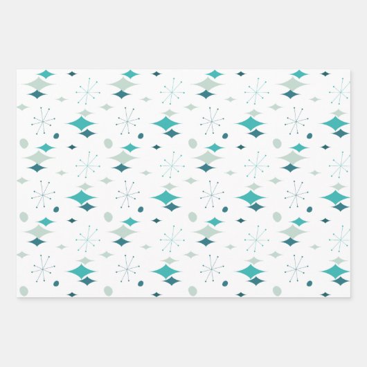 Starburst modern patroon uit midden eeuw inpakpapier vel (Voorkant)