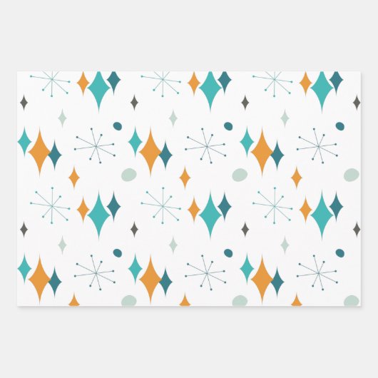 Starburst modern patroon uit midden eeuw inpakpapier vel (Voorkant 2)