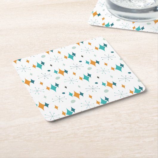 Starburst modern patroon uit midden eeuw kartonnen onderzetters (Schuin)