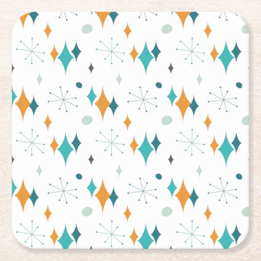 Starburst modern patroon uit midden eeuw kartonnen onderzetters (Voorkant)