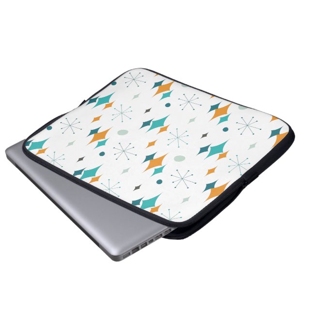 Starburst modern patroon uit midden eeuw laptop sleeve (Voorkant onderkant)
