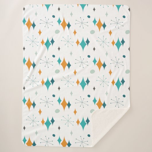 Starburst modern patroon uit midden eeuw sherpa deken (Voorkant)