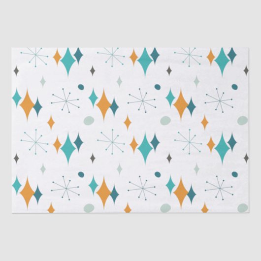 Starburst modern patroon uit midden eeuw tissuepapier (Voorkant)