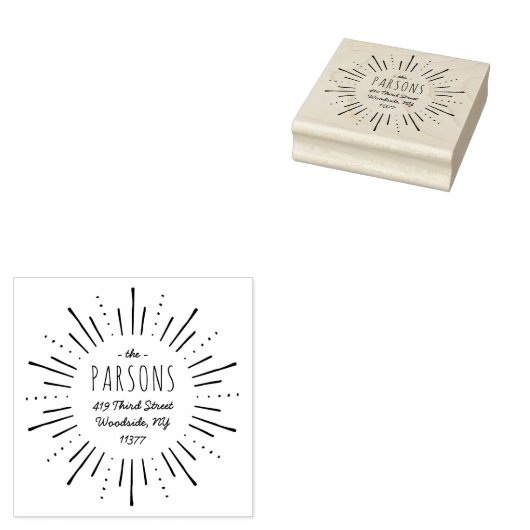 Starburst Monogram Adresstempel Rubberstempel (Gestempeld)