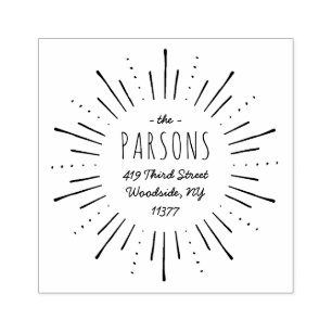 Starburst Monogram Adresstempel Rubberstempel