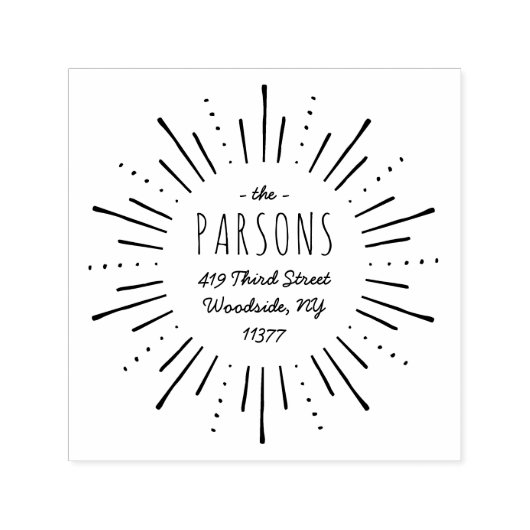 Starburst Monogram Adresstempel Zelfinktende Stempel (Design)