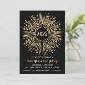 Starburst New Years Eve Feestuitnodiging Kaart (Staand voorkant)