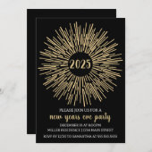 Starburst New Years Eve Feestuitnodiging Kaart (Voorkant / Achterkant)