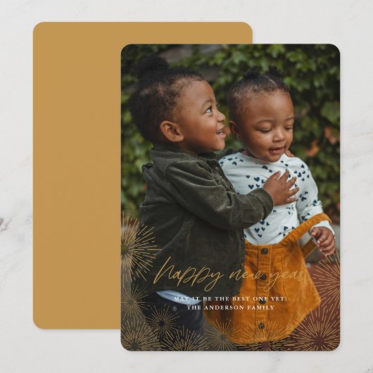 Starburst Nieuwjaar Kaart (Voorkant / Achterkant)