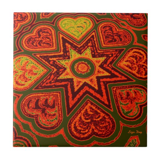 "Starburst of Love" Trivet/Tegel Tegeltje (Voorkant)