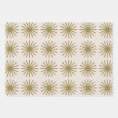 Starburst Patroon Goud & Linnen Wit Inpakpapier Vel (Voorkant 2)