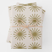Starburst Patroon Goud & Linnen Wit Inpakpapier Vel (In situ)