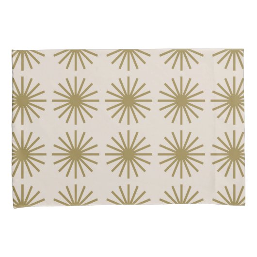 Starburst Patroon Goud & Linnen Wit Kussensloop (Voorkant-Rechts)