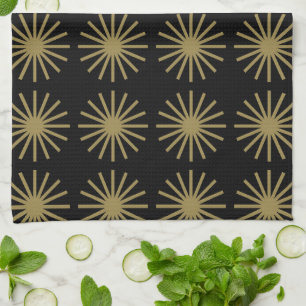 Starburst Patroon Goud & Linnen Wit Theedoek