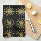 Starburst Patroon Goud & Linnen Wit Theedoek (Quarter Fold)