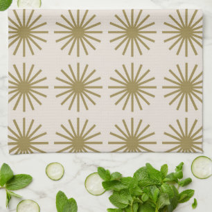 Starburst Patroon Goud & Linnen Wit Theedoek