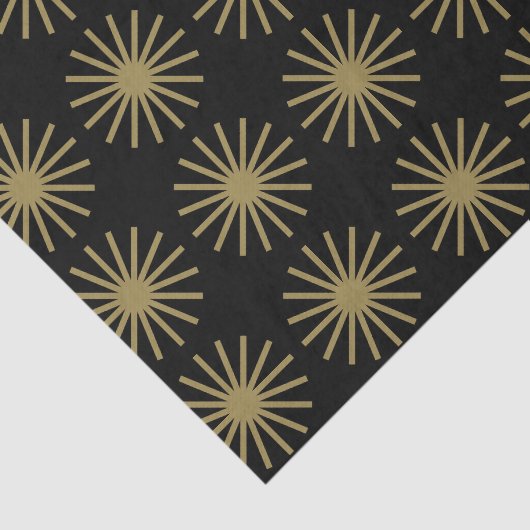 Starburst patroon zwart en goud tissuepapier (Detail)