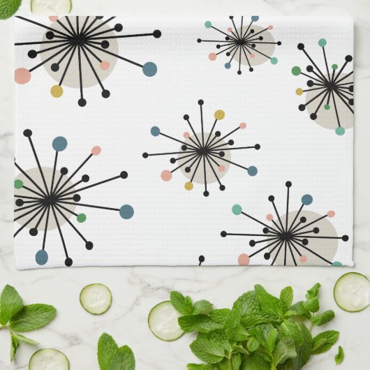 Starburst Pattern Atomic Era Mid-eeuwse Modern Theedoek (Gevouwen)