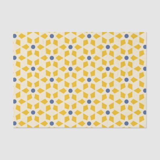  Starburst Pattern in Geel & Blauw Tissuepapier (Voorkant)
