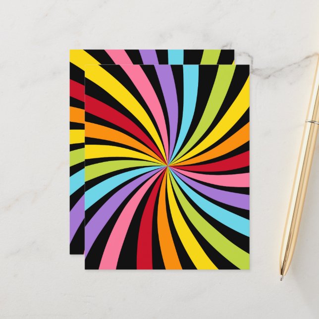 Starburst Rainbow Colors Crafting Scrapbook Paper (Voorkant / Achterkant in situ)