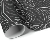 Starburst raster zwart-wit concentrische lijnen cadeaupapier (Rol Hoek)