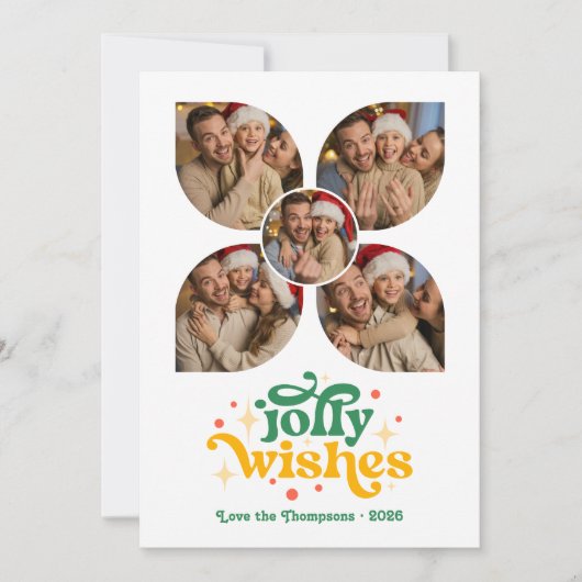  Starburst Retro Fotocollage Kerst Feestdagenkaart (Voorkant)