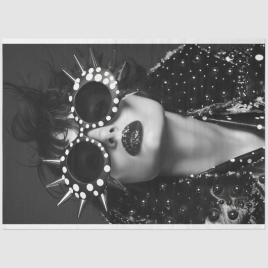  Starburst Retro Glam Monochrome Decoupage Tissuepapier (Voorkant)