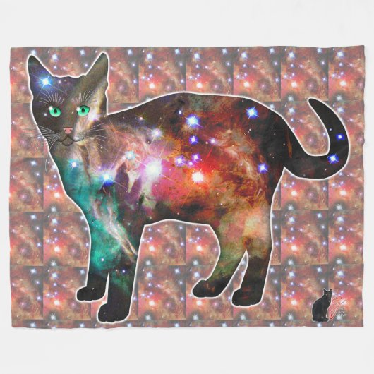 Starburst Ruimte In Kat Fleece Deken (Voorkant (Horizontaal))
