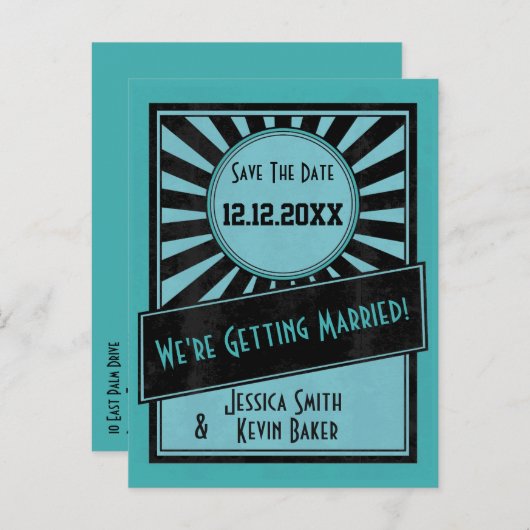  Starburst Save the Date Briefkaart (Voorkant / Achterkant)