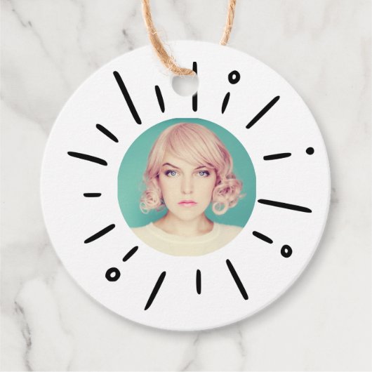 STARBURST | Simple Round Fun Custom Photo Bedankjes Labels (Voorkant)