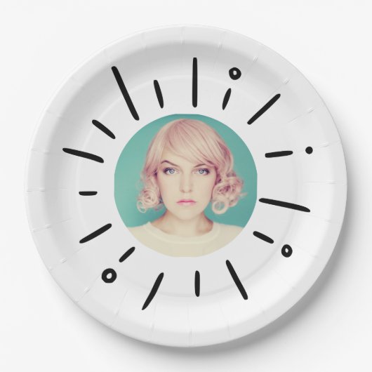 STARBURST | Simple Round Fun Custom Photo Papieren Bordje (Voorkant)