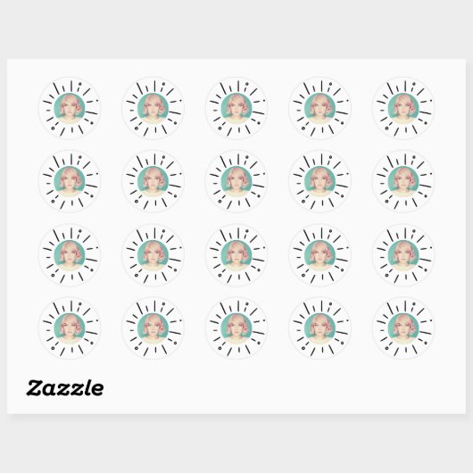 STARBURST | Simple Round Fun Custom Photo Stickers (Vel)