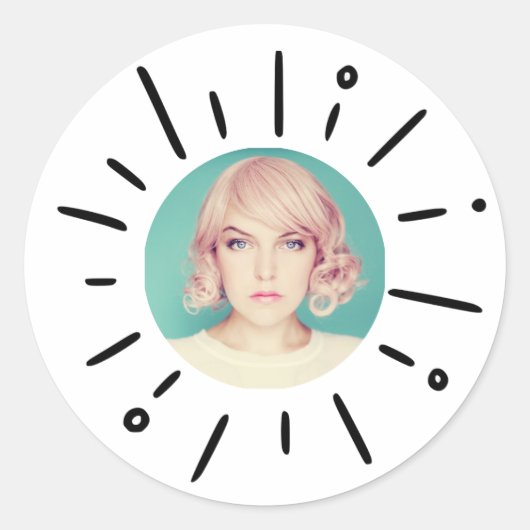 STARBURST | Simple Round Fun Custom Photo Stickers (Voorkant)