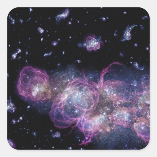 Starburst Stellar Fireworks Finale Buitenspatie Vierkante Sticker (Voorkant)