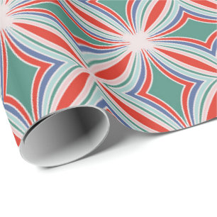 Starburst Striped Tegel Pattern in Red, Green, Blu Cadeaupapier