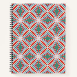 Starburst Striped Tegel Pattern in Red, Green, Blu Notitieboek
