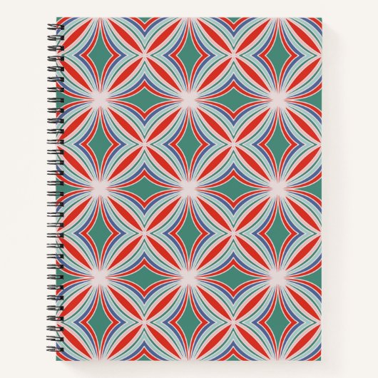Starburst Striped Tegel Pattern in Red, Green, Blu Notitieboek (Voorkant)
