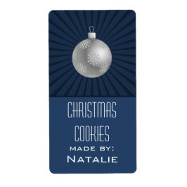 Starburst Stripes Ornament Baking Labels, blauw Etiket