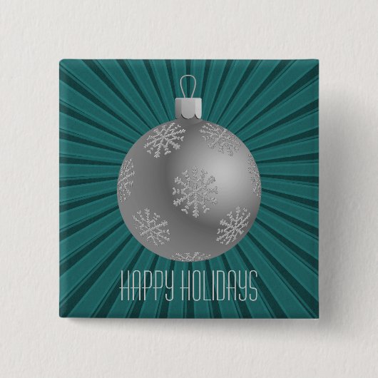 Starburst Stripes Ornament Button, Blauwgroen Vierkante Button 5,1 Cm (Voorkant)